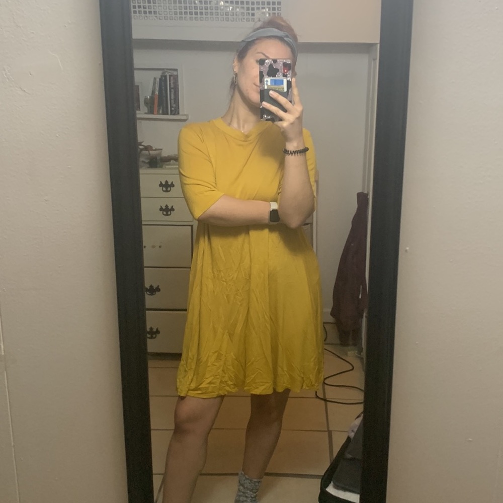 Mustard yellow shift dress